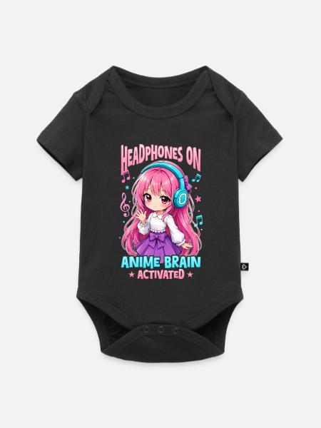 Anime and Music Chibi - Baby Premium Kurzarmbody - Schwarz