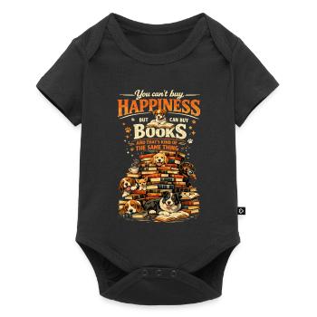 Book Stack & Dogs: You Can't Buy Happiness - Baby Premium Kurzarmbody - Schwarz - Vorne
