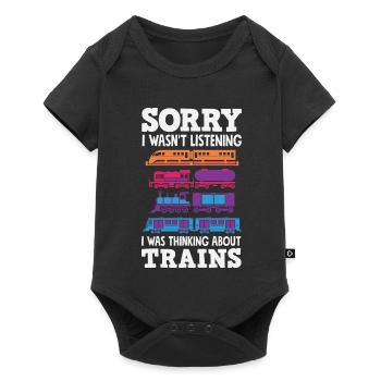 Je n’ai pas écouté. J’ai pensé à l’humour drôle des trains. - Body à manches courtes Premium Bébé - noir - Devant