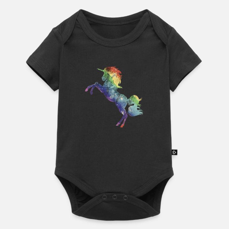 Licorne arc-en-ciel - Body à manches courtes Premium Bébé - noir