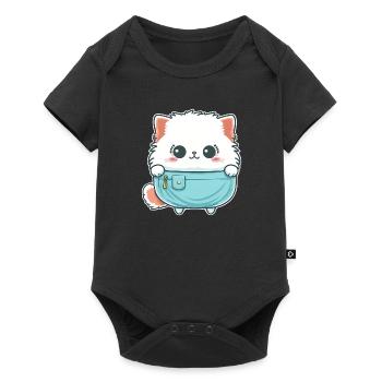 Cute Angora cat in a bag - Baby Premium short-sleeve bodysuit - black - Front
