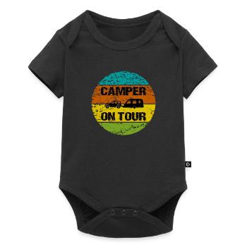 Camping - Baby Premium Kurzarmbody - Schwarz - Vorne
