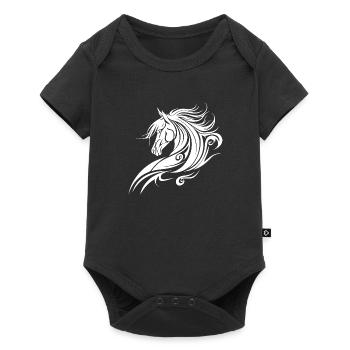 Horse, Riding, Tribal Tattoo Style, Animal Nature Fan - Baby Premium short-sleeve bodysuit - black - Front