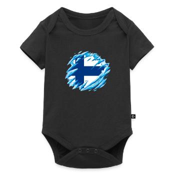 Finland Flag Suomi Finnish Flag Used Look - Baby Premium short-sleeve bodysuit - black - Front