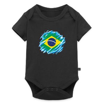 Drapeau du Brésil Drapeau brésilien Amérique du Sud - Body à manches courtes Premium Bébé - noir - Devant