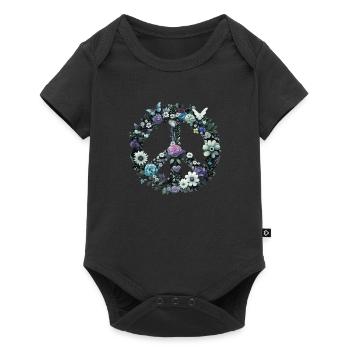 Fleurs de signe de paix, symbole de paix, signe de paix - Body à manches courtes Premium Bébé - noir - Devant