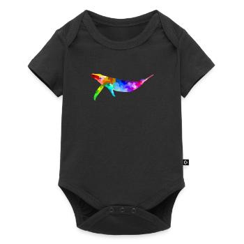 Colorful rainbow whale gift animal - Baby Premium short-sleeve bodysuit - black - Front