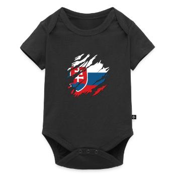 Drapeau de la Slovaquie rayures usé look coupé slovaque - Body à manches courtes Premium Bébé - noir - Devant
