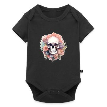 Human Skull & Flowers 13 - Baby Premium short-sleeve bodysuit - black - Front