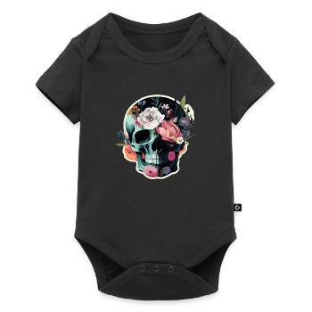 Human Skull & Flowers 36 - Baby Premium short-sleeve bodysuit - black - Front