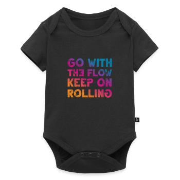 Go with the Flow keep on Rolling Cooler Spruch - Baby Premium Kurzarmbody - Schwarz - Vorne