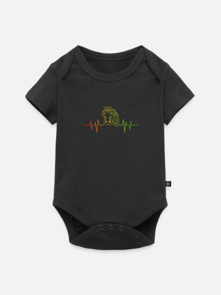 Heartbeat EKG Life Is Better With Horses Design - Baby Premium Kurzarmbody - Schwarz