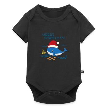 Noël Baleine Mer Océan - Body à manches courtes Premium Bébé - noir - Devant