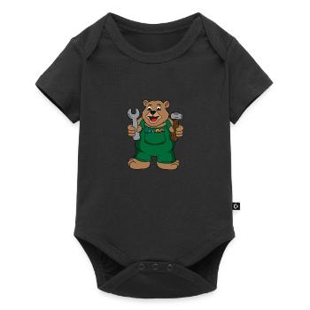 Papa Bear Fix Carpentry Dad Grandpa Father - Baby Premium Kurzarmbody - Schwarz - Vorne