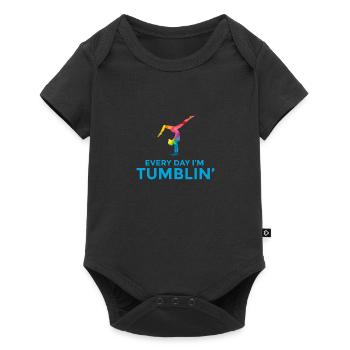 Handstand Turnen Gymnastik Spruch lustig Geschenk - Baby Premium Kurzarmbody - Schwarz - Vorne