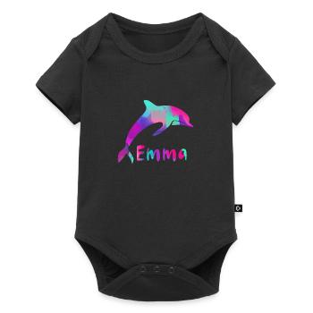 emma, dolphin, font, pink, art - Baby Premium short-sleeve bodysuit - black - Front
