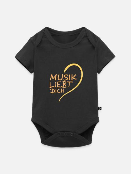 Liebe lieben Herz Musik - Baby Premium Kurzarmbody - Schwarz