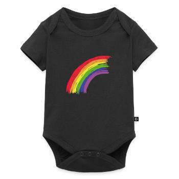 Regenbogen - Baby Premium Kurzarmbody - Schwarz - Vorne