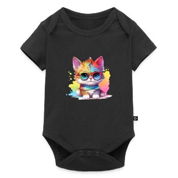 Cadeau mignon pour les fans de bébé chat pour enfants et chats - Body à manches courtes Premium Bébé - noir - Devant