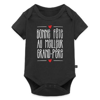 Bonne fête au meilleur grand-père - Body à manches courtes Premium Bébé - noir - Devant