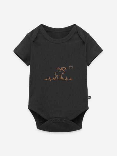 Herzschlag Elch - Baby Premium Kurzarmbody - Schwarz