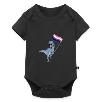 Genderfluid Flag Dinosaur LGBTQIA Gender Pride - Baby Premium short-sleeve bodysuit - black - Front