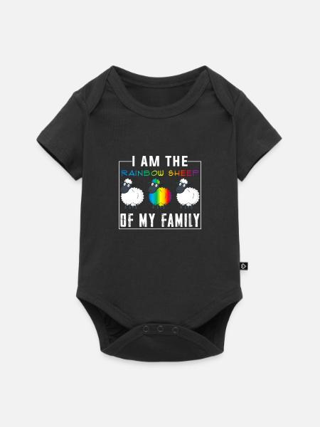 CSD Schaf Regenbogenfarben - Baby Premium Kurzarmbody - Schwarz