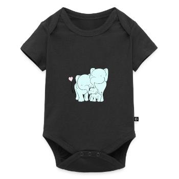 Famille d'éléphants câlins - Body à manches courtes Premium Bébé - noir - Devant