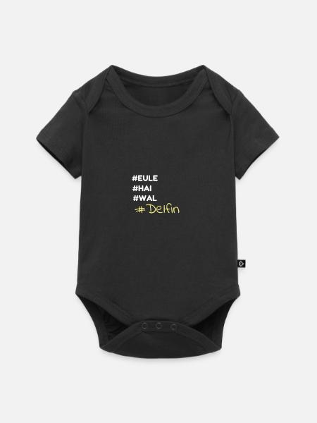 Delfin! Eule Hai Wal - Baby Premium Kurzarmbody - Schwarz