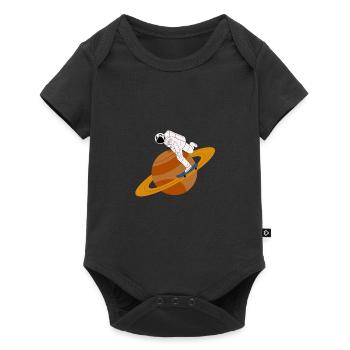 Astronaut Skateboard Saturn Rings Space Gift - Baby Premium short-sleeve bodysuit - black - Front