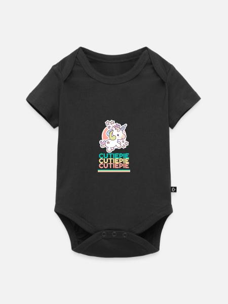 Cutiepie Einhörner Junge Mädchen Kinder Bunt - Baby Premium Kurzarmbody - Schwarz