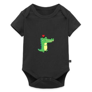 Cute Crocodile Alligator Lovely Heart Love - Baby Premium Kurzarmbody - Schwarz - Vorne
