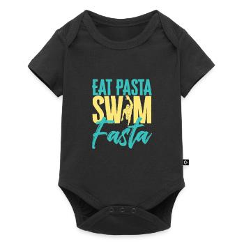 Eat Pasta Swim Fasta Funny Swimming - Baby Premium Kurzarmbody - Schwarz - Vorne