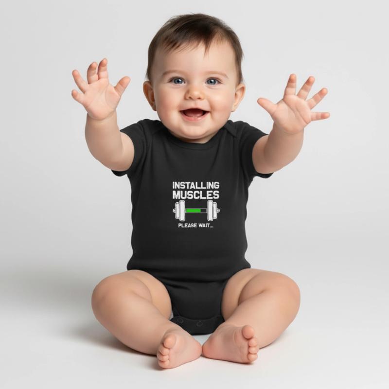 Installing Muscles - Loading - Please Wait... Fitne Baby Premium short-sleeve bodysuit