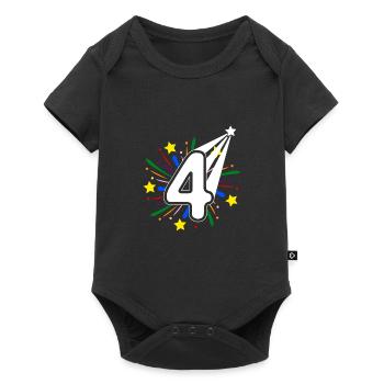 4 years old 4th birthday party number 4 - Baby Premium short-sleeve bodysuit - black - Front