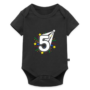 5 years old 5th birthday party number 5 - Baby Premium short-sleeve bodysuit - black - Front