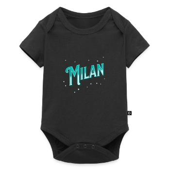 Milan Namen personalisiert - Baby Premium Kurzarmbody - Schwarz - Vorne