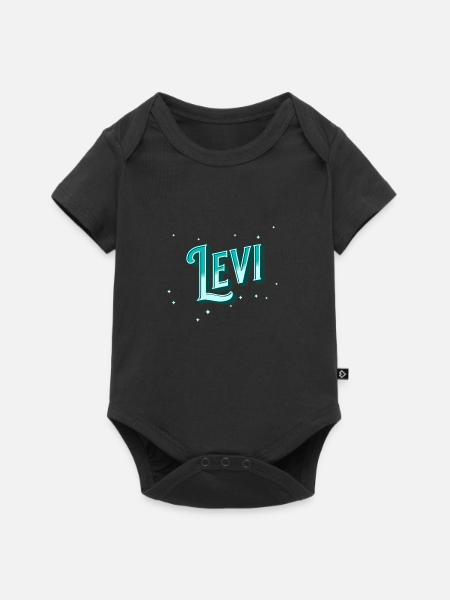 Levi Namen personalisiert - Baby Premium Kurzarmbody - Schwarz