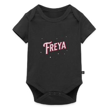 Freya Namen personalisiert - Baby Premium Kurzarmbody - Schwarz - Vorne