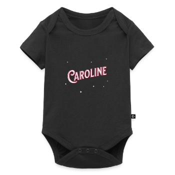Caroline Namen personalisiert - Baby Premium Kurzarmbody - Schwarz - Vorne