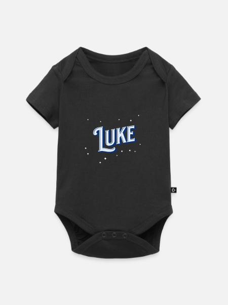 Luke Namen personalisiert - Baby Premium Kurzarmbody - Schwarz