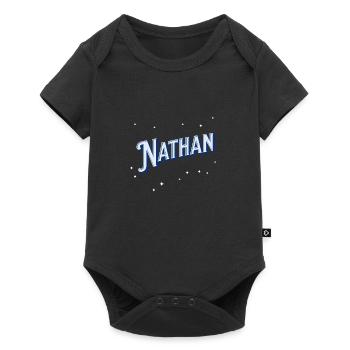 Nathan Namen personalisiert - Baby Premium Kurzarmbody - Schwarz - Vorne