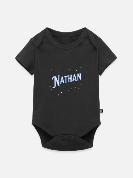 Nathan Namen personalisiert - Baby Premium Kurzarmbody - Schwarz