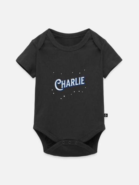 Charlie Namen personalisiert - Premium kortærmet baby-body  - sort
