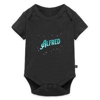 Alfred Namen personalisiert - Baby Premium Kurzarmbody - Schwarz - Vorne