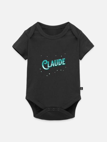 Claude Namen personalisiert - Baby Premium Kurzarmbody - Schwarz