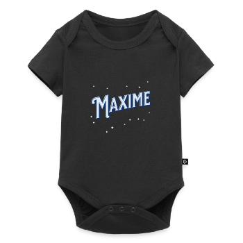 Maxime Namen personalisiert - Baby Premium Kurzarmbody - Schwarz - Vorne
