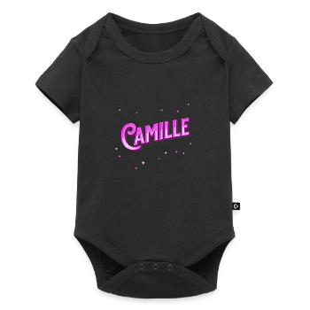 Nom Camille personnalisé - Body à manches courtes Premium Bébé - noir - Devant
