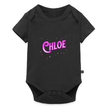 Chloe Namen personalisiert - Baby Premium Kurzarmbody - Schwarz - Vorne