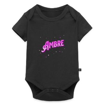 Nom Ambre personnalisé - Body à manches courtes Premium Bébé - noir - Devant